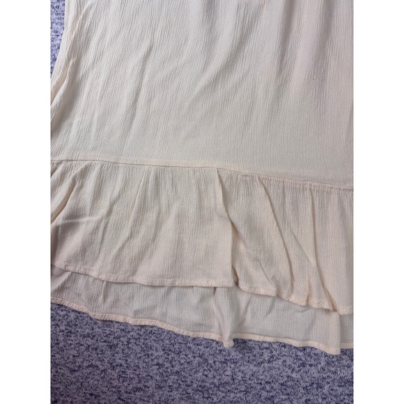 Keren Hart Womens Medium top Cream Boho Gauze Crochet Lace Ruffle Hem Peasant - Picture 8 of 11